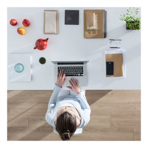 woman working on laptop